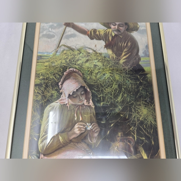 Harry Roseland He Loves Me Print On The Farm Man Admiring Women Pulling Petals - Picture 3 of 12